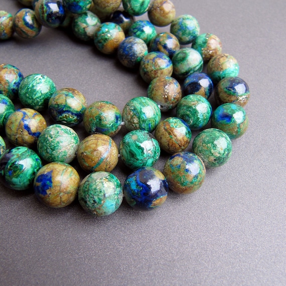Azurite Malachite Round Beads • 6.50-9.50mm • Fabulous Selected Aaa Smooth Polished • Natural Gemstone • Planet Earth In Each Bead -amazing