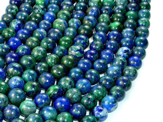 Azurite Malachite Beads, 8mm (8.5 Mm), Round, 15.5 Inch, Full Strand, Approx 47 Beads, Hole 1mm, A Quality (129054005)