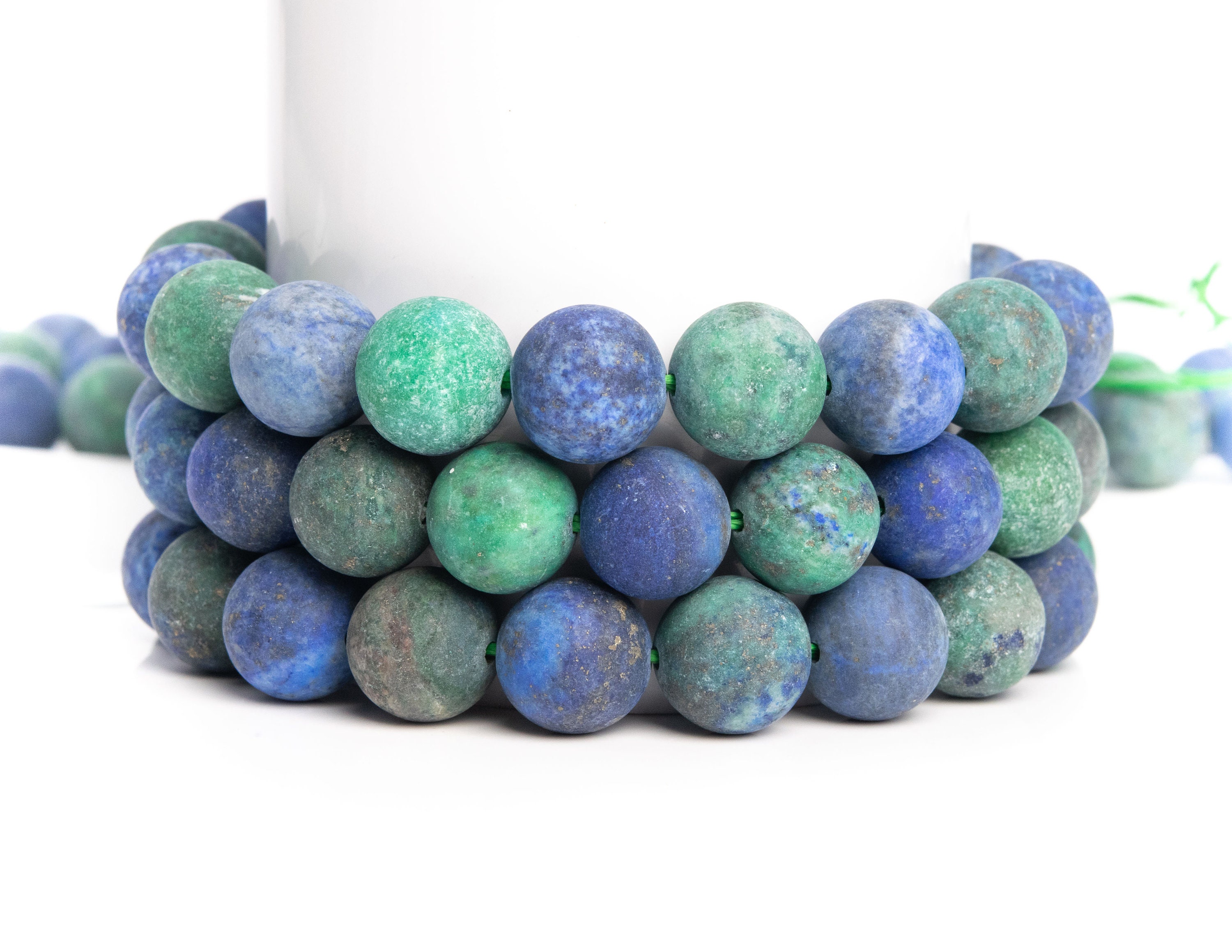 Matte Green & Blue Azurite Gemstone Grade Aaa Round 4mm 6mm 8mm 10mm 15mm Loose Beads Matte Green & Blue Azurite Gemstone Grade Aaa Round 4mm 6mm 8mm 10mm 15mm Loose Beads