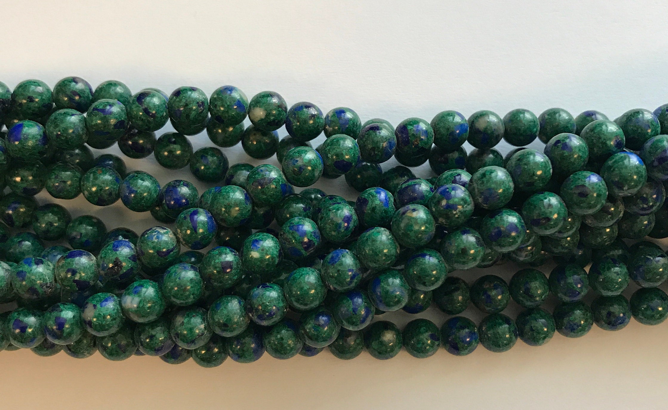 Natural Azurite 6mm 8mm 10mm 12mm Round Gemstone Bead -15 Inch Strand