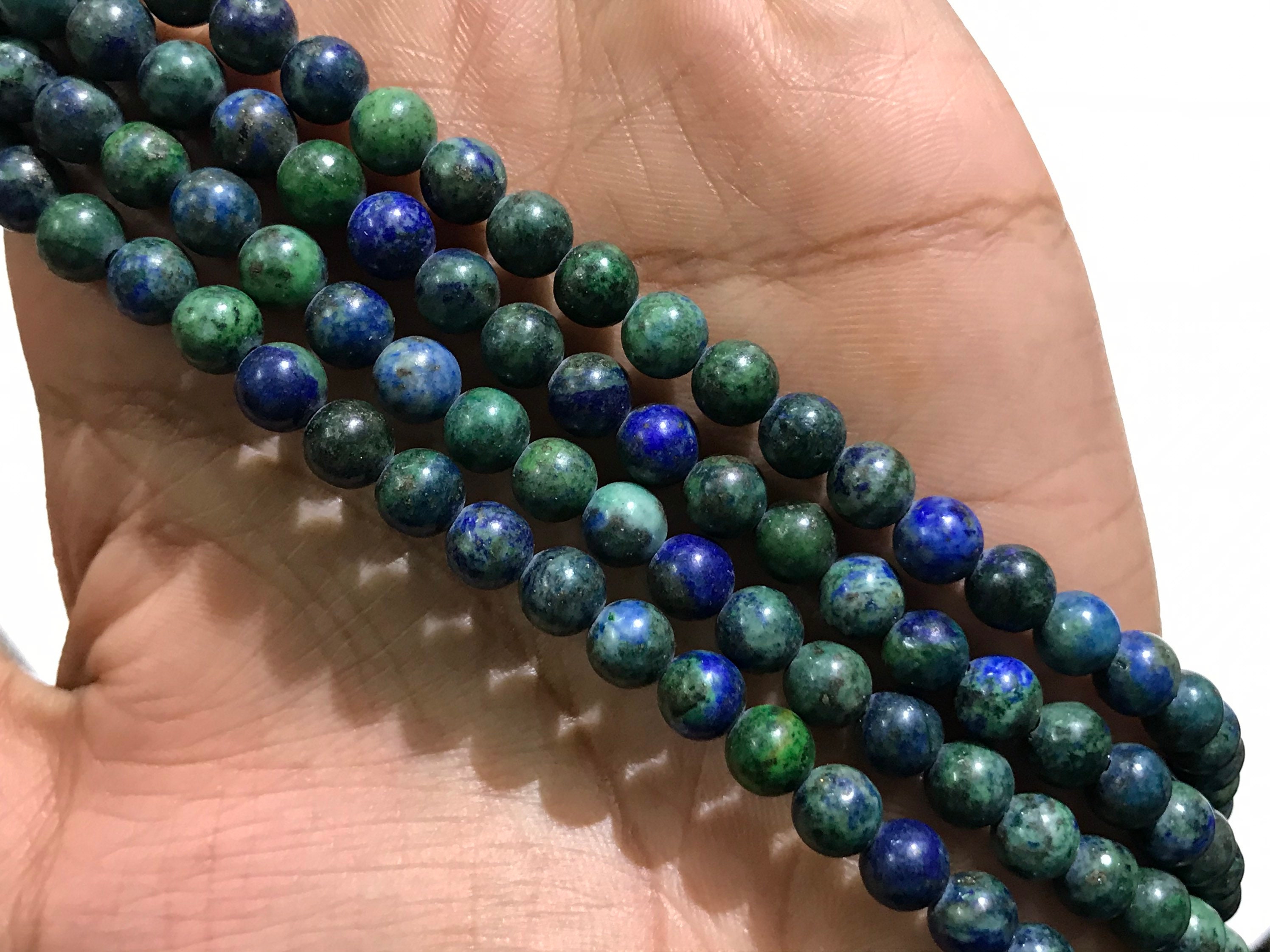 Natural Azurite 6mm Balls 1mm Hole /6mm Azurite Gemstone Beads/round Shape Azurite With 1mm Hole/azurite //15”line// 1mm Hole /