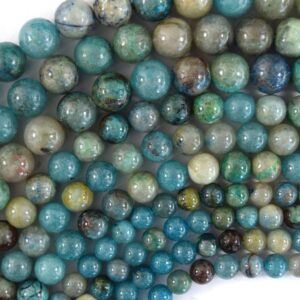 Natural Green Blue Azurite Round Beads Gemstone 15" Strand 6mm 8mm 10mm S2