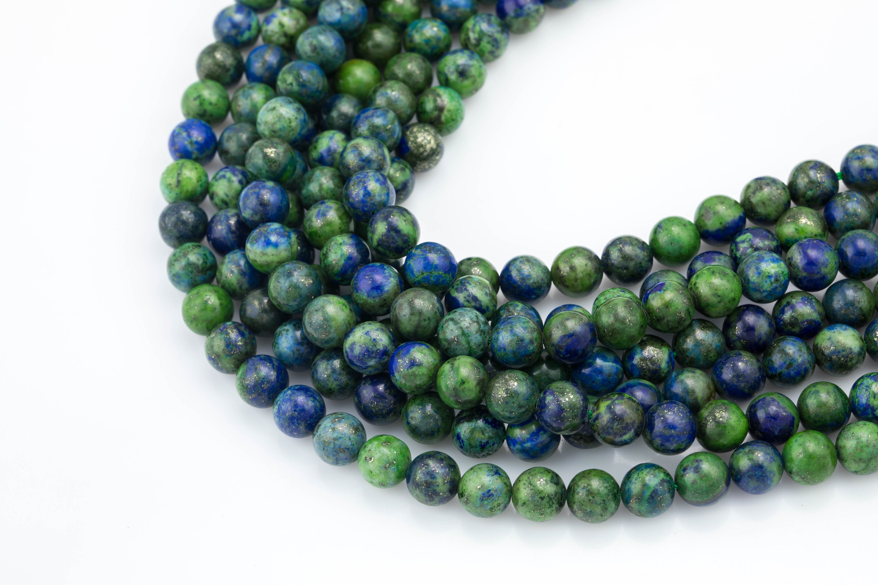 Natural  Malachite Azurite Beads Grade Aaa  Round 4mm, 6mm, 8mm, 10mm, 12mm, 14mm- Full 15.5 Inch Strand Aaa Quality  Smooth Gemstone Beads
