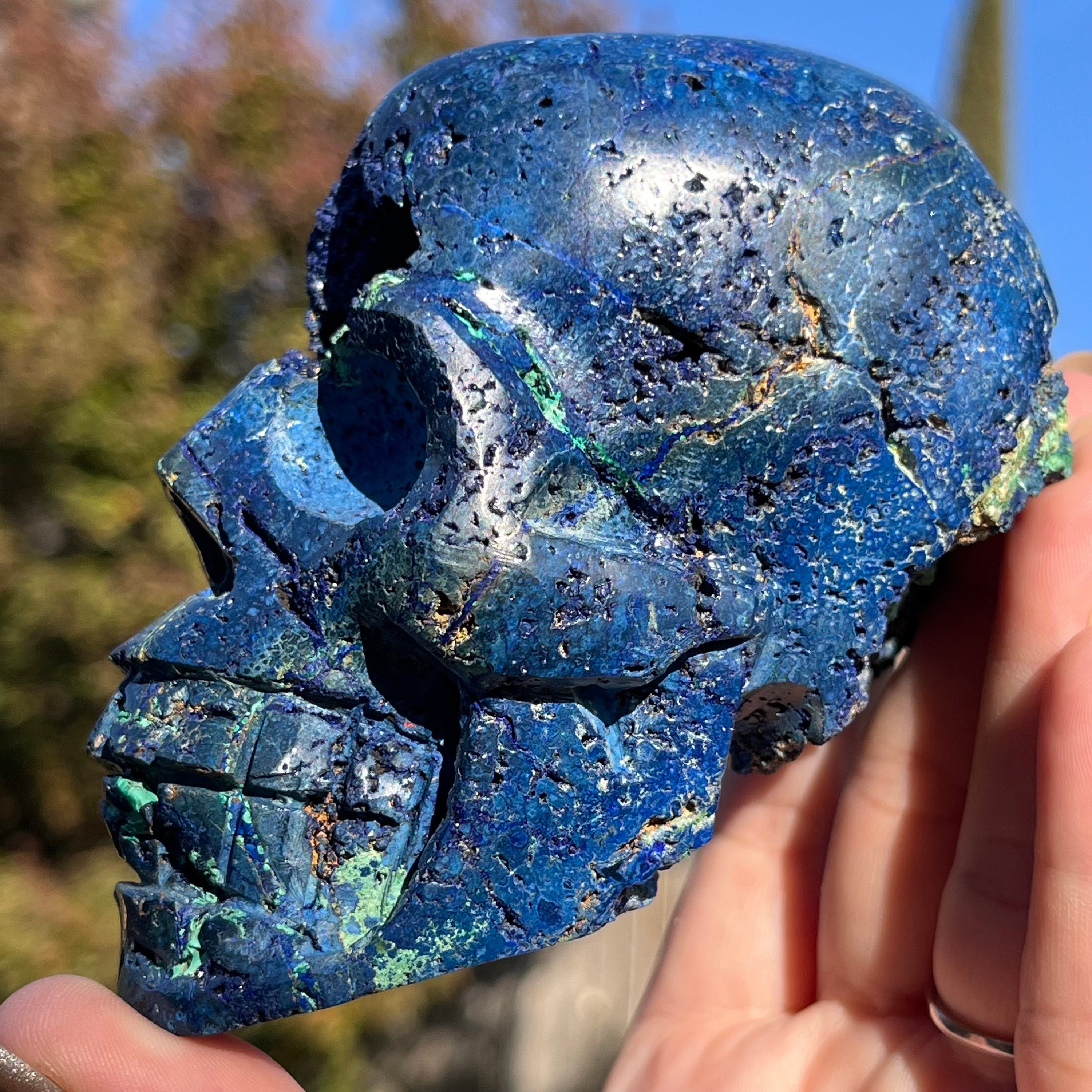 Collectors Druzy Azurite Skull | Malachite Skull | Crystal Skull | Skull Art Carving | Human Skull Art Collectors Druzy Azurite Skull | Malachite Skull | Crystal Skull | Skull Art Carving | Human Skull Art