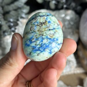 Azurite In Barite Palm Stone. New Find