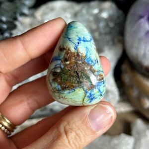 Azurite In Barite Palm Stone. New Find