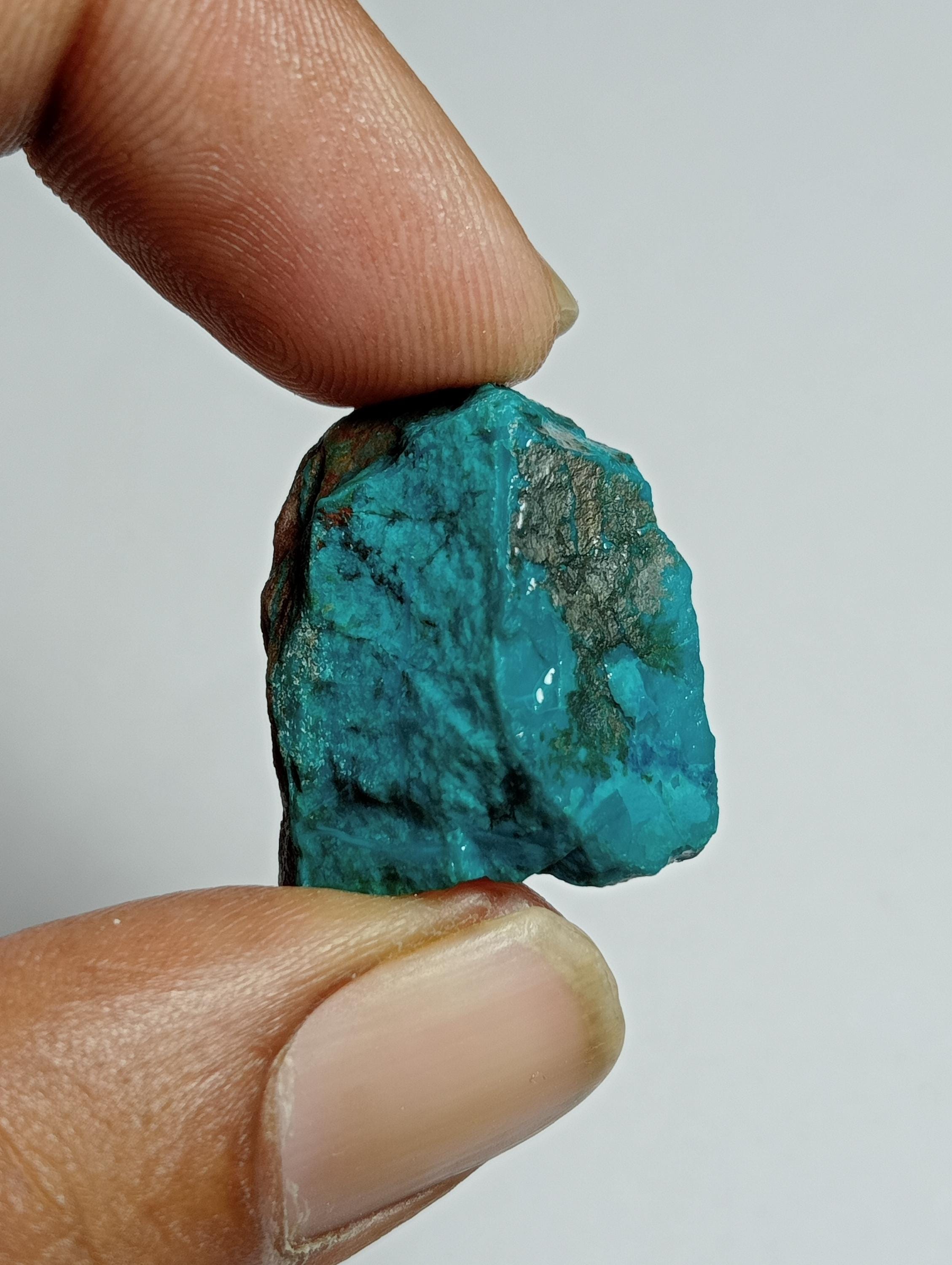 Azurite Malachite Druzy Gemstone: Handmade Loose Stone (39 Cts, 21 X 19 Mm)