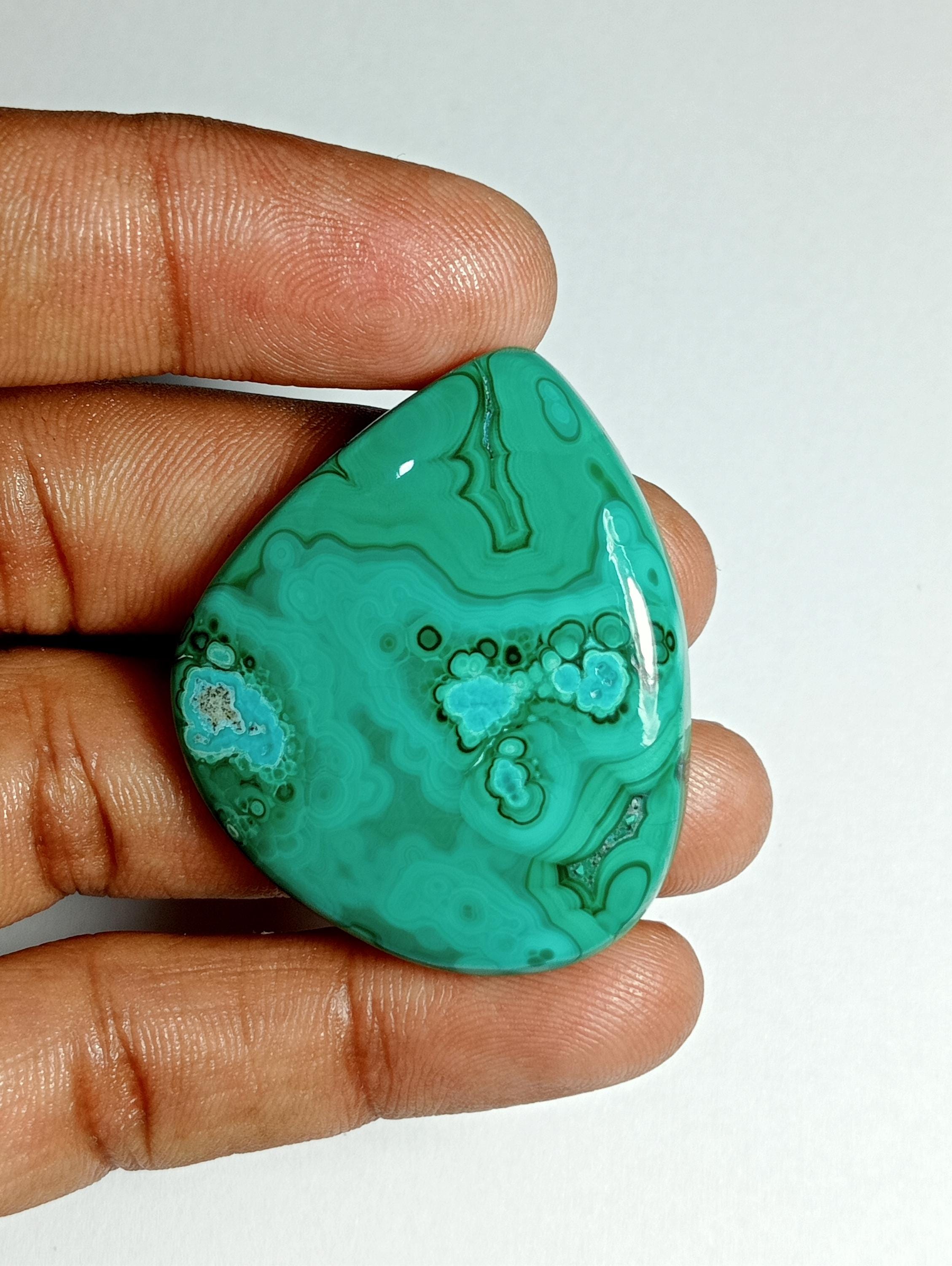 Azurite Malachite Gemstone: Handmade Loose Stone, 120 Cts (39 X 34 Mm)