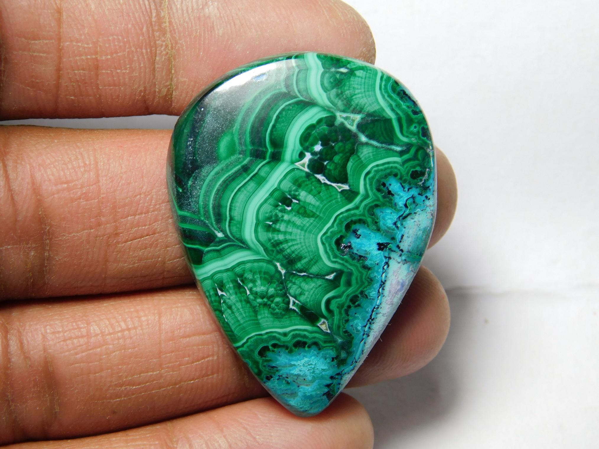 Azurite Malachite Loose Gemstone: Handmade, 41 X 29 Mm, 71 Cts