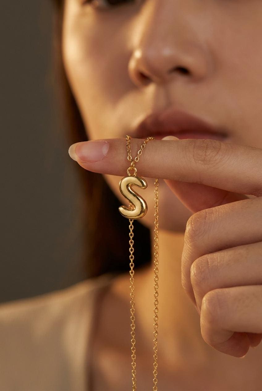 Balloon Initial Necklace, Personalized Bubble Letter Necklace, Custom Name Necklace, Dainty Initial Necklace, Gift For Her, Christmas Gift