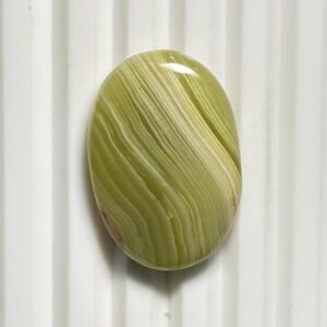 Banded Green Calcite Cabochon: Hand Polished Gemstone, Meditation Stone