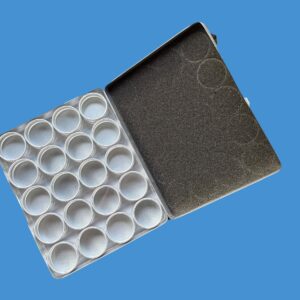 Aluminum Bead Storage with 20 bead containers, 6 3/4 by 5 1/2 inches