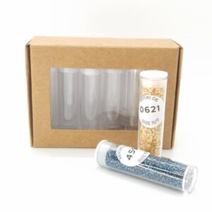 Bead Storage Container Tubes with Kraft Organizer – 10 Pack | Clear Plastic Seed Bead Containers with Lids & Labels | 8-9g Capacity