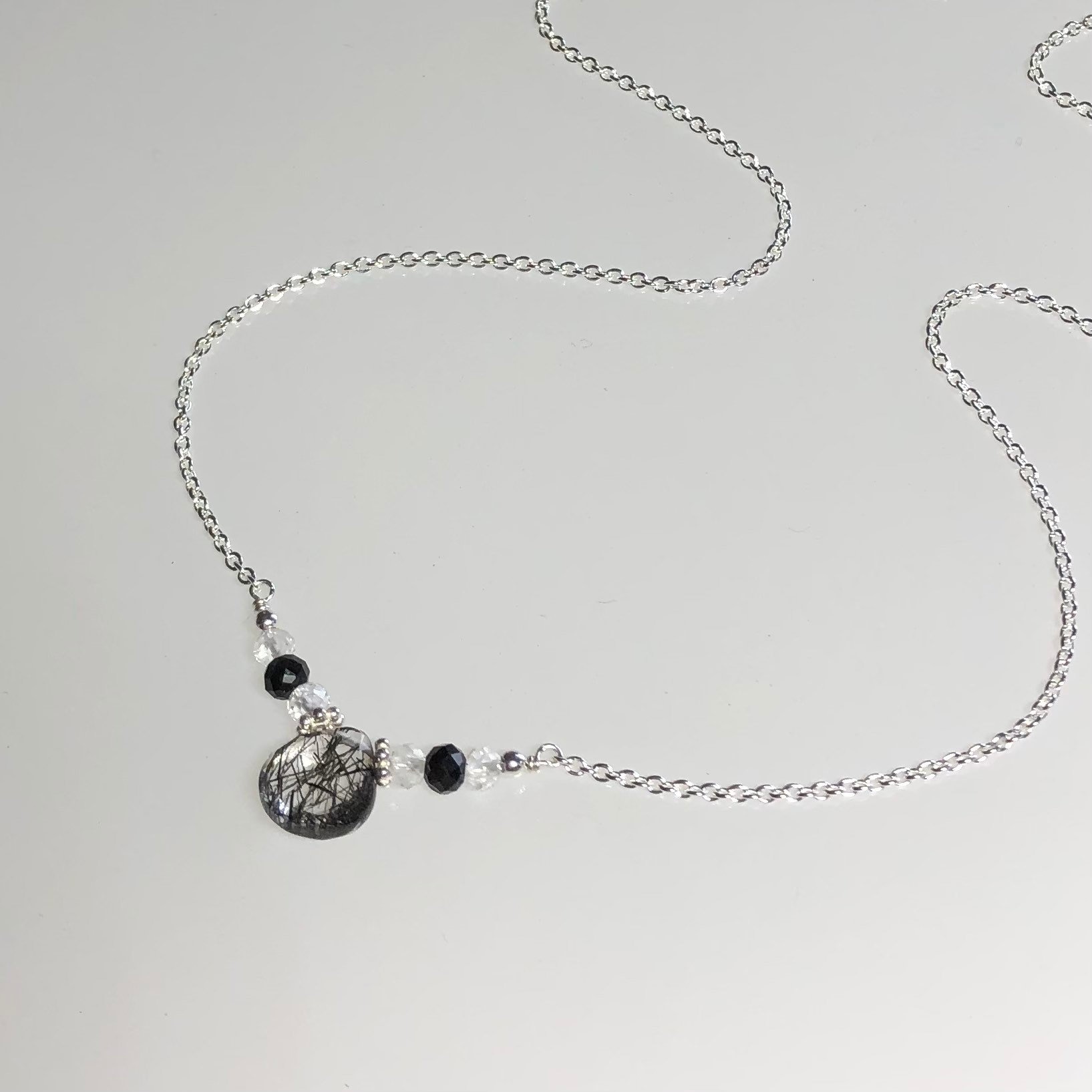 Black Rutilated Quartz Necklace, Crystal Quartz Jewelry, Rutile Quartz Pendant, Natural Rutilated Quartz, Genuine Crystal, Black Tourmaline