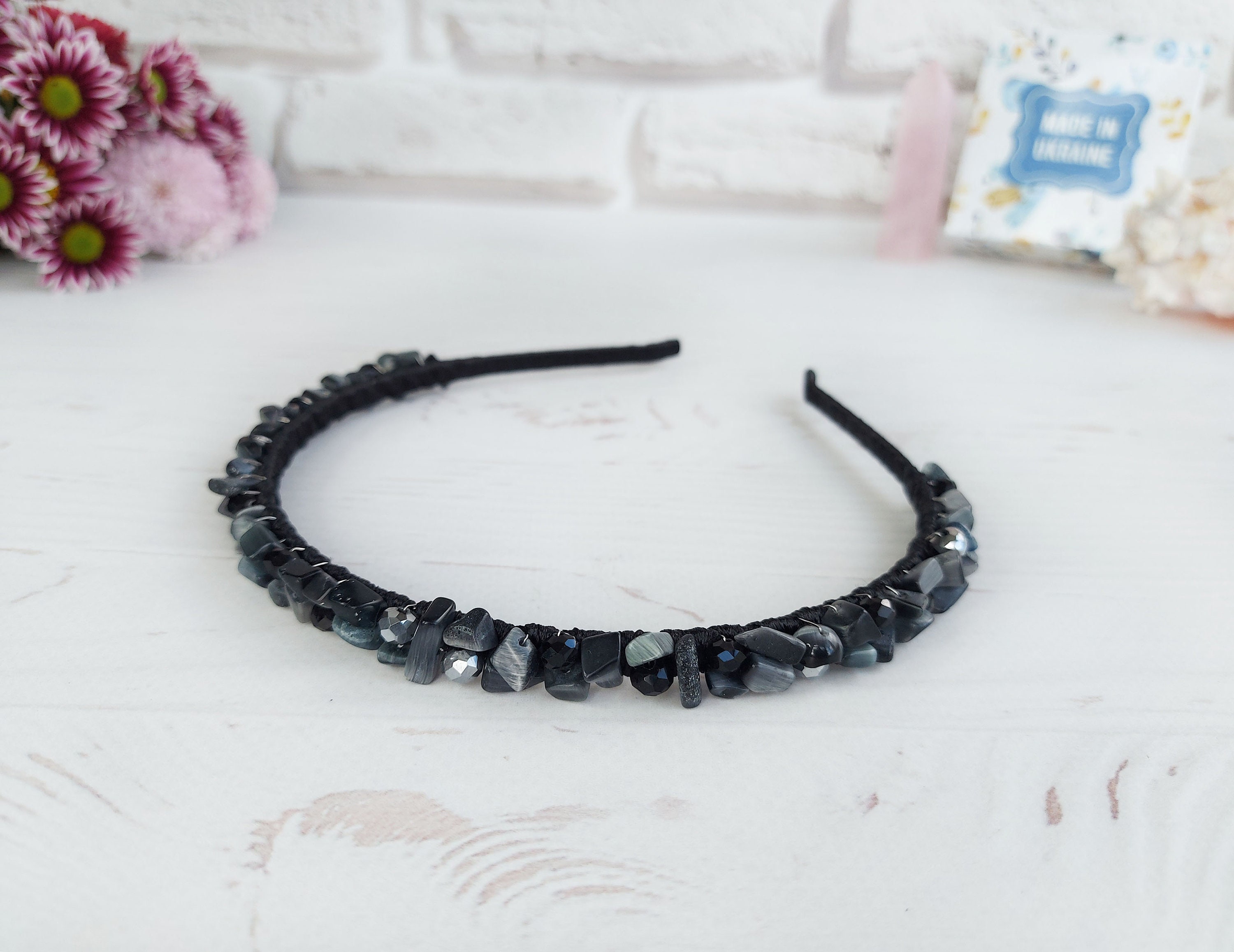 Black Stones Headpiece Witch Gothic Wedding Beaded Hair Piece Black Crystal Crown For Prom Dainty Gemstone Headband Bling Hair Jewelry Black Stones Headpiece Witch Gothic Wedding Beaded Hair Piece Black Crystal Crown For Prom Dainty Gemstone Headband Bling Hair Jewelry