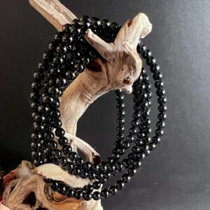 Black Tourmaline Bracelet 4mm | Dainty Protection Crystal from Madagascar | EMF Shield Jewelry