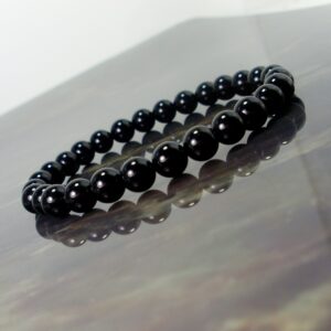 Black Tourmaline 6mm Bracelet,  Women Men Bracelet, Natural Gemstone Bracelet, Handmade Beaded Bracelet, Gift for Her/Him + Gift Bag