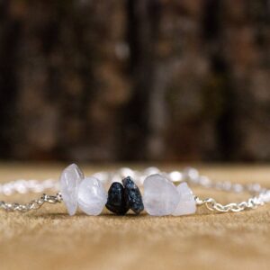 Black Tourmaline Bar Bracelet - Dainty Silver Anklet Or Bracelet - Beach Anklet Women - Dainty Gold Anklet - Delicate Bracelet