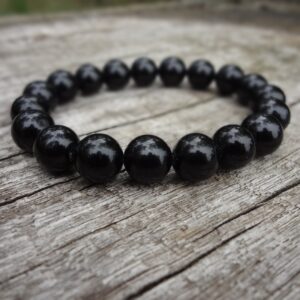 Black Tourmaline Bracelet. Bohemian Minimalist Style Natural Black Gemstone Bracelet Handmade In Australia By Miss Leroy.