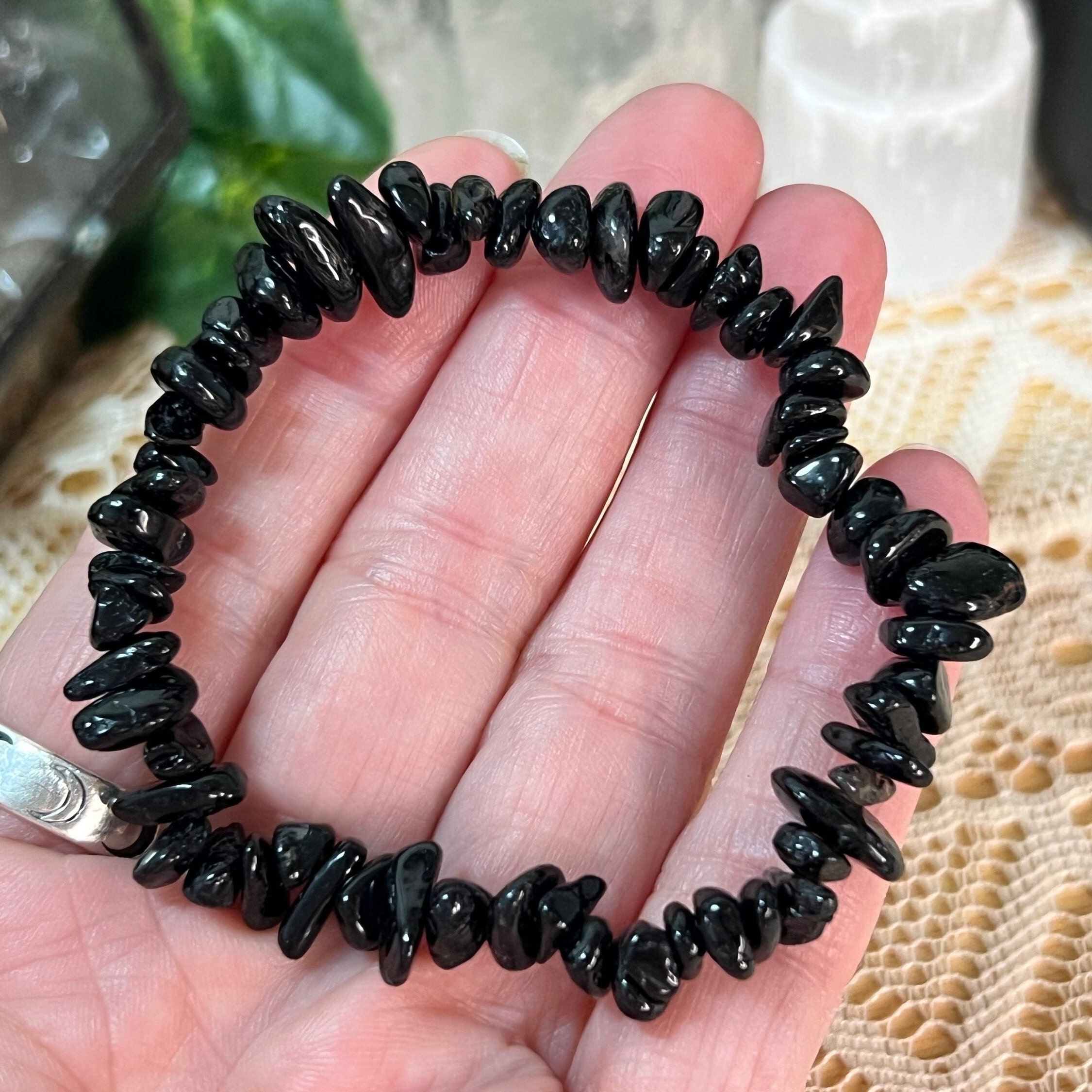 Black Tourmaline Crystal Chip Bracelet Black Tourmaline Crystal Chip Bracelet