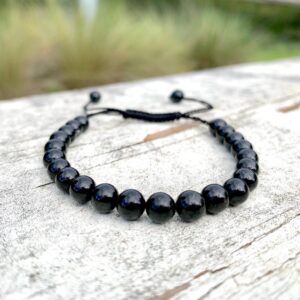 Black Tourmaline Crystal Bracelet: Personalized, 6mm, 8mm and 10mm Beads