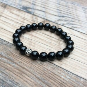 Elegant Black Tourmaline Crystal Bracelet - Stretch Design