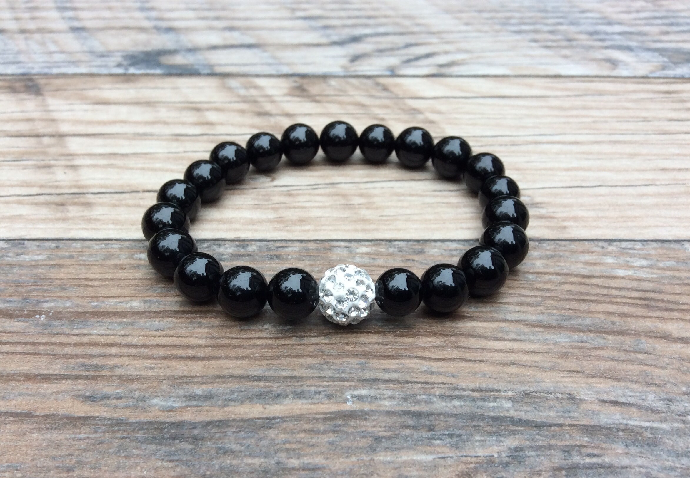 Elegant Black Tourmaline Stretch Bracelet