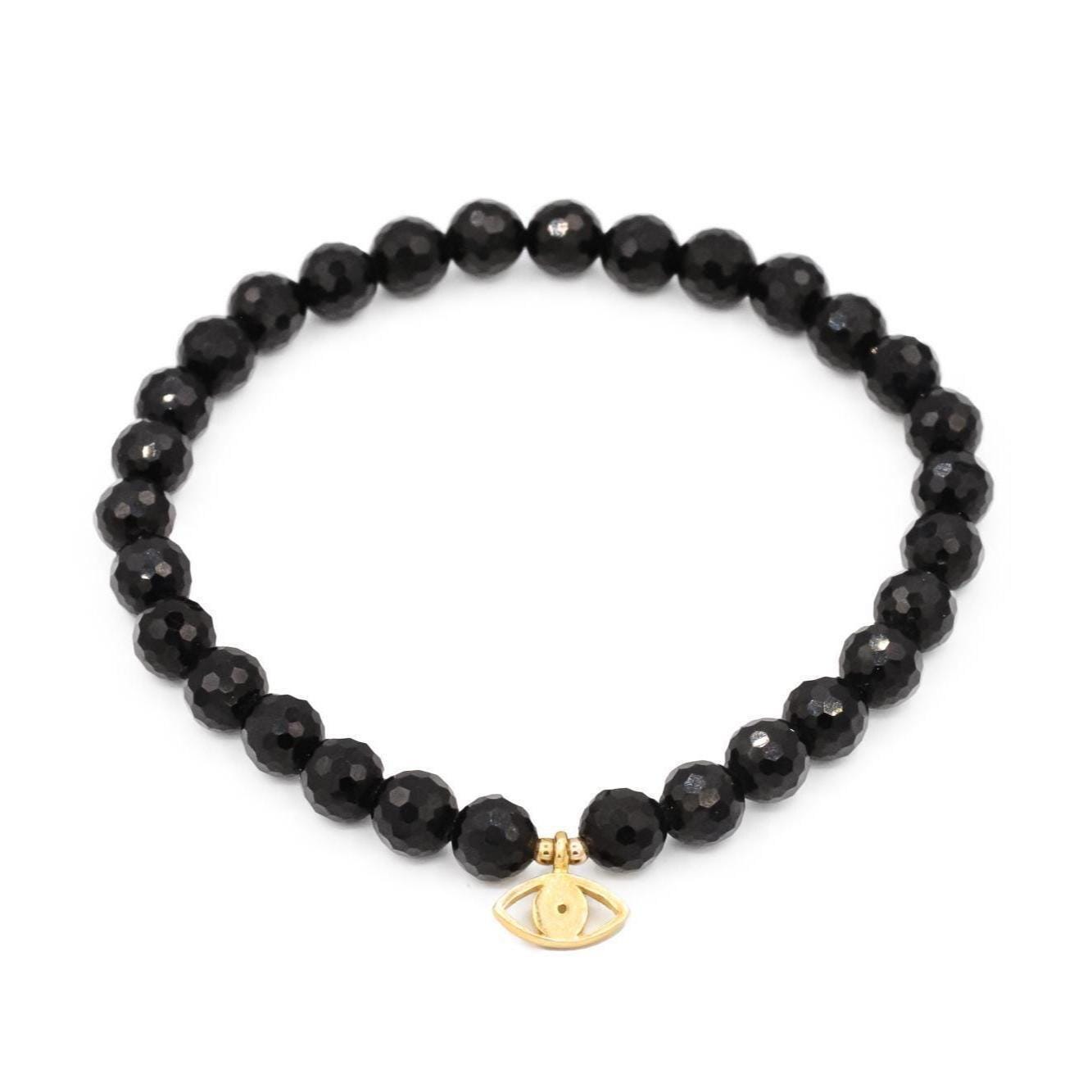 Tourmaline Bracelet –  [ebtm1095|  Evil Eye Bracelet, Moon Charm Bracelet, Sterling Silver, Gold Vermeil Or Solid Gold Gemstone Bracelet