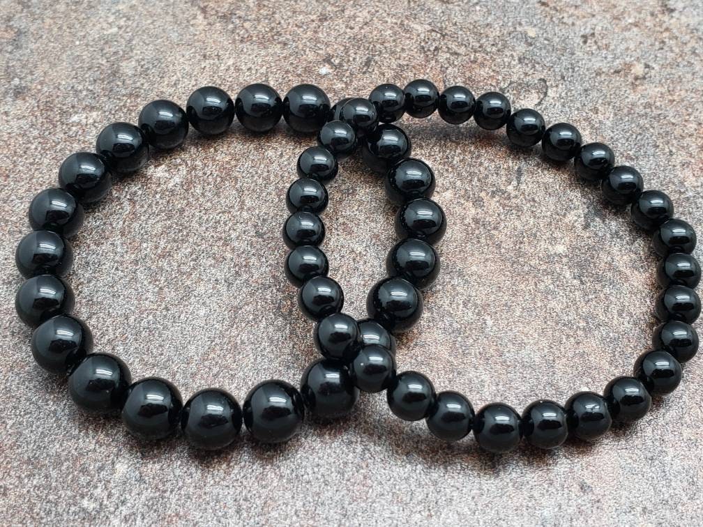 Black Tourmaline Bracelet, Gemstone Bracelet, A Grade, 7 Inch