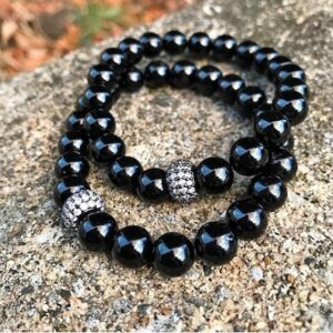 Black Tourmaline gemstone bracelet/ natural/ black/ gemstone/ Tourmaline/ talisman/ protection/ bracelet