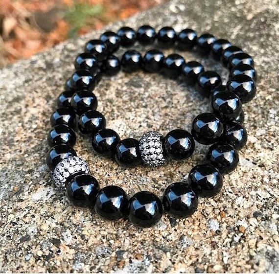 Black Tourmaline Gemstone Bracelet/ Natural/ Black/ Gemstone/ Tourmaline/ Talisman/ Protection/ Bracelet