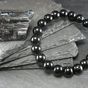 Black Tourmaline Genuine Bracelet ~ 7 Inches ~ 8mm Round Beads