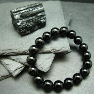 Black Tourmaline Genuine Bracelet ~ 7 Inches ~ 10mm Round Beads