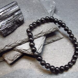 Black Tourmaline Genuine Bracelet ~ 7 Inches ~ 6mm Round Beads