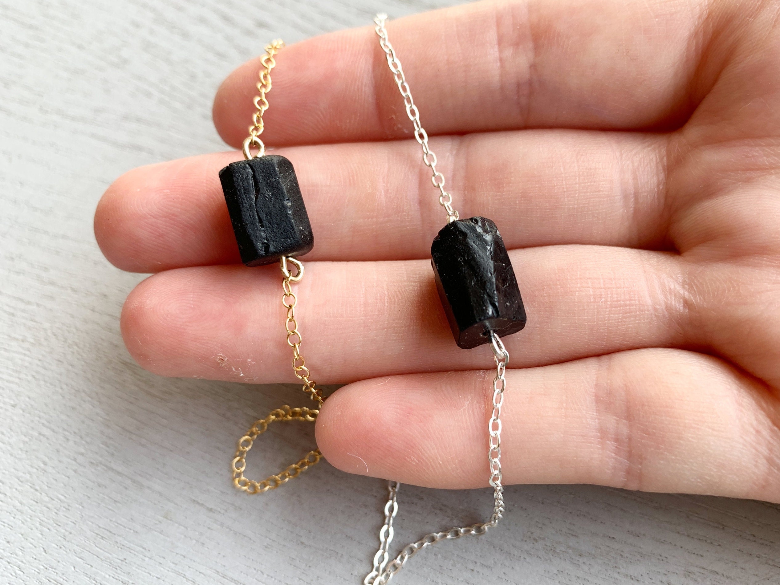Black Tourmaline Bracelet Gold Or Silver Raw Tourmaline Jewelry, October Birthstone Bracelet, Black Gemstone Bracelet, Birthday Gift For Her Black Tourmaline Bracelet Gold Or Silver Raw Tourmaline Jewelry, October Birthstone Bracelet, Black Gemstone Bracelet, Birthday Gift For Her