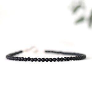 Black Tourmaline bracelet high-quality, Genuine Tourmaline jewelry, delicate 2mm bracelet, Black crystal bracelet, womens bracelet