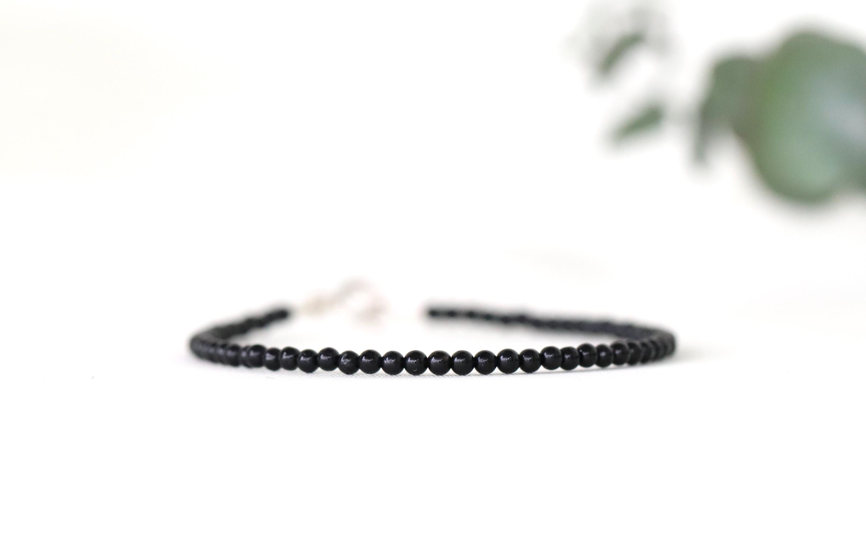 Black Tourmaline Bracelet High-quality, Genuine Tourmaline Jewelry, Delicate 2mm Bracelet, Black Crystal Bracelet, Womens Bracelet