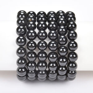 Natural Black Tourmaline Gemstone Round Bracelet 8mm 10mm 7.5 Inch Strand (s23)