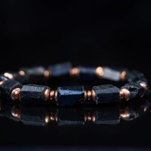 Raw Black Tourmaline Copper Stretch Bracelet