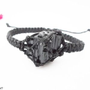 Raw Black Tourmaline Bracelet, Macrame Gemstone Jewelry, Schorl