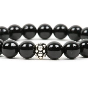 Black Tourmaline Bracelet, Root Chakra Unisex Bracelet, Handmade Gemstone Jewelry, Grounding Bracelet
