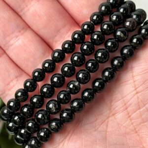 Black Tourmaline Bracelet | 4-8mm | - No. 616 (polished Black Crystal Jewelry, Root Chakra, Grounding)