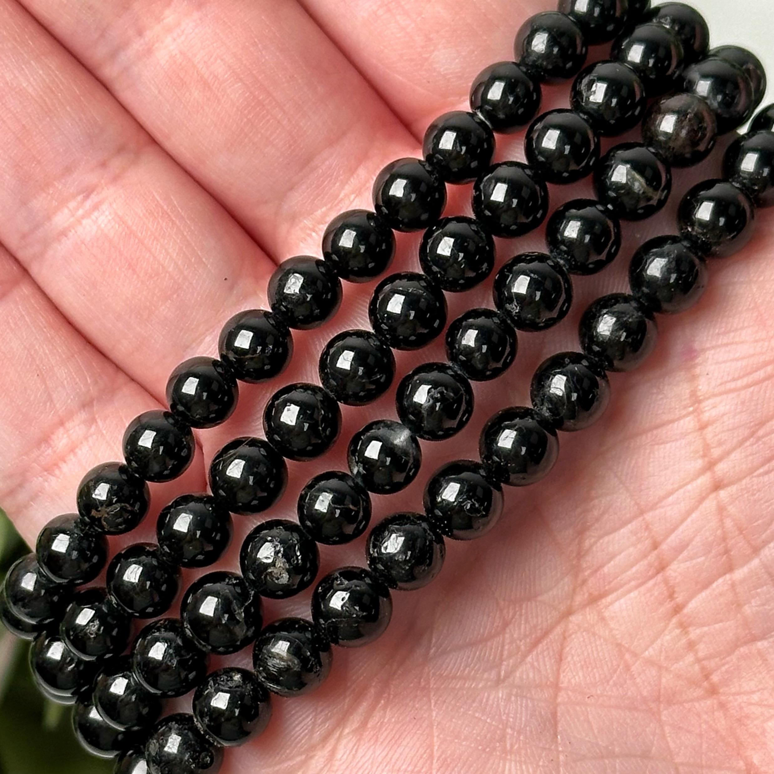 Black Tourmaline Bracelet | 4-8mm | - No. 616 (polished Black Crystal Jewelry, Root Chakra, Grounding) Black Tourmaline Bracelet | 4-8mm | - No. 616 (polished Black Crystal Jewelry, Root Chakra, Grounding)