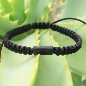 Black Tourmaline Unisex Bracelet, Stacking Wristband With Emf Protection Stone, Schorl