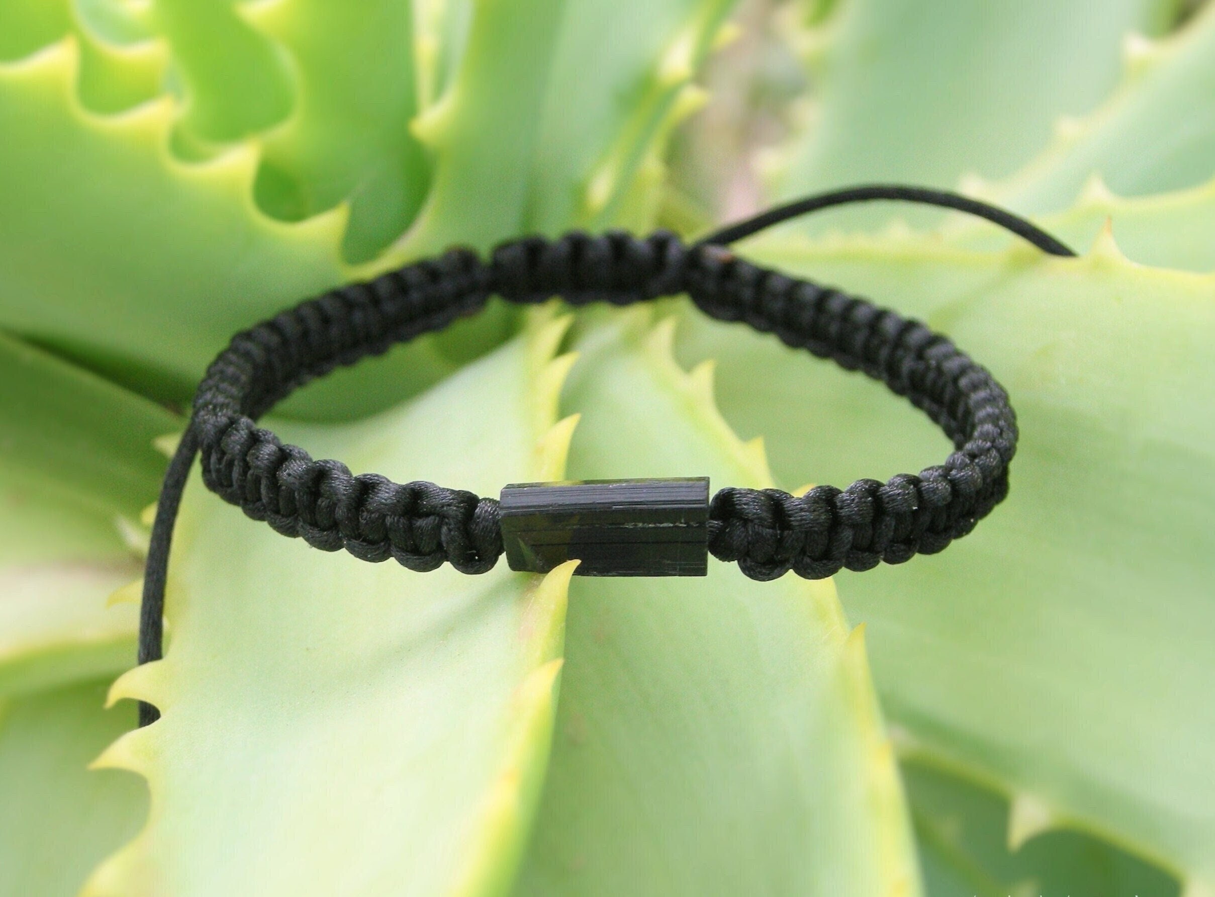 Black Tourmaline Unisex Bracelet, Stacking Wristband With Emf Protection Stone, Schorl Black Tourmaline Unisex Bracelet, Stacking Wristband With Emf Protection Stone, Schorl
