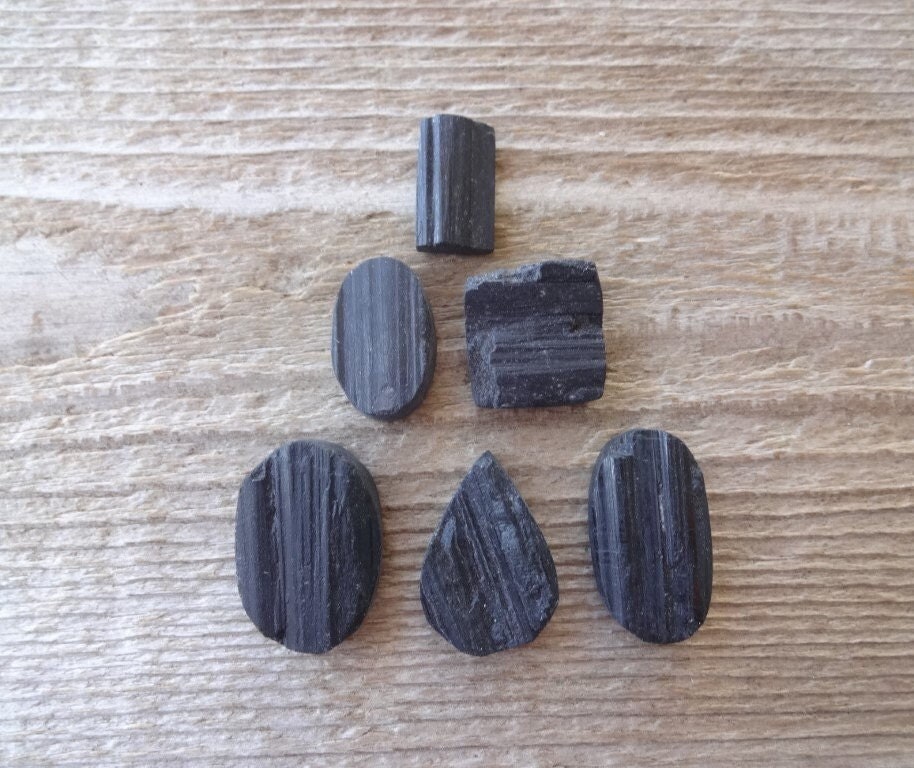 Natural Black Tourmaline Cabochon Mix Shape And Size, Black Raw Tourmaline Stone For Jewelry Making, Ring Size Black Cabochon