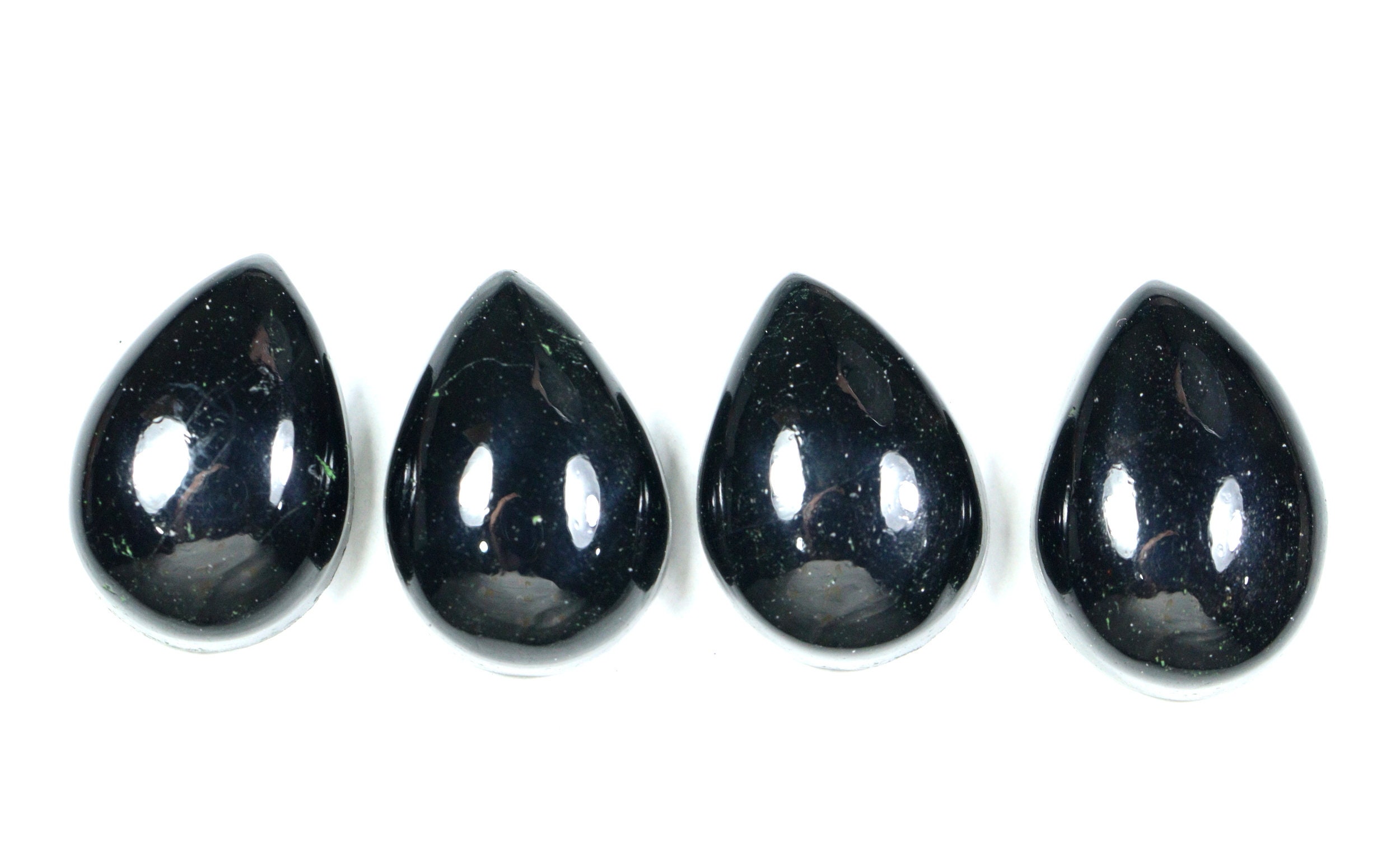 Natural Black Tourmaline Pear Cabochon: Fine Gemstone For Jewelry Making
