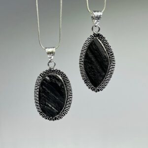 Black Tourmaline Cabochon Pendant Necklace Black Tourmaline Cabochon Pendant Necklace