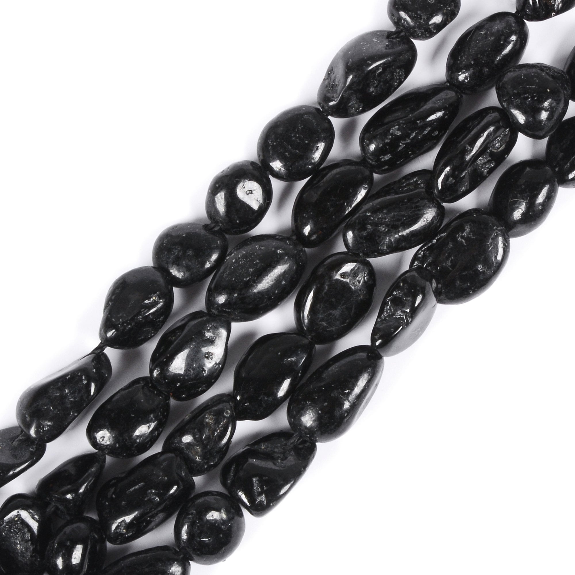0026  Natural Black Tourmaline Pebble Chips Loose Gemstone Beads 16"
