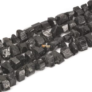 0142 Natural Black Tourmaline Facet Nugget Chips Loose Gemstone Beads Strand 16"